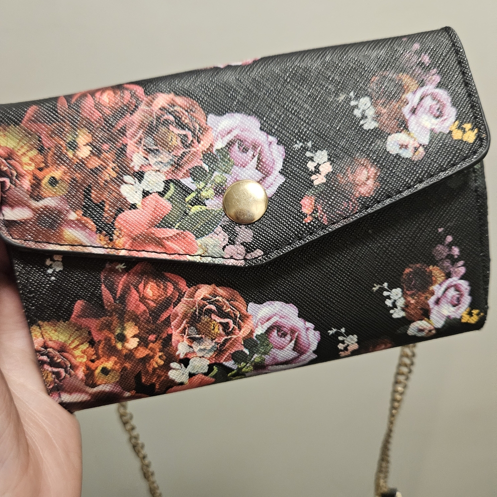 Floral Black Clutch Purse